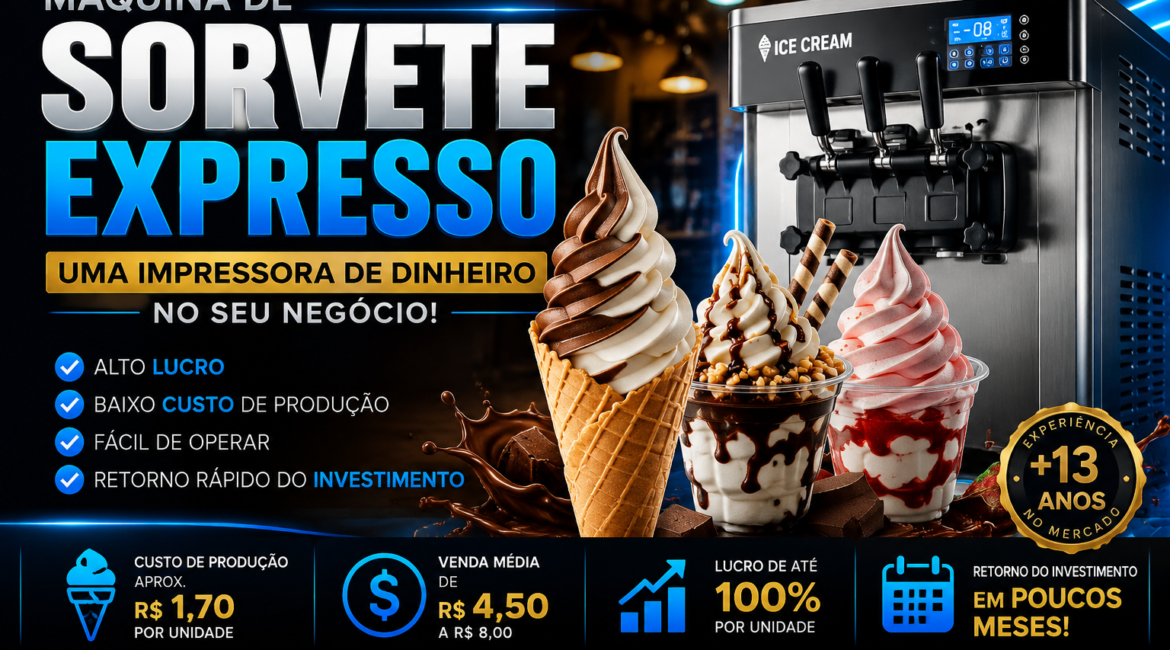 Máquina de sorvete expresso e lucro do negócio de sorvete expresso