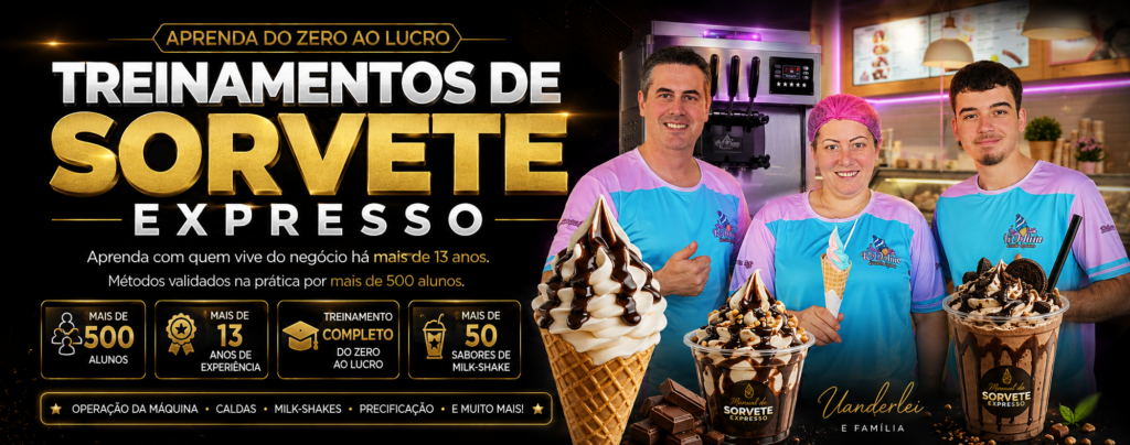 Melhor curso de sorvete expresso, Treinamentos de Sorvete Expresso com mais de 13 anos de experiência e mais de 500 alunos.